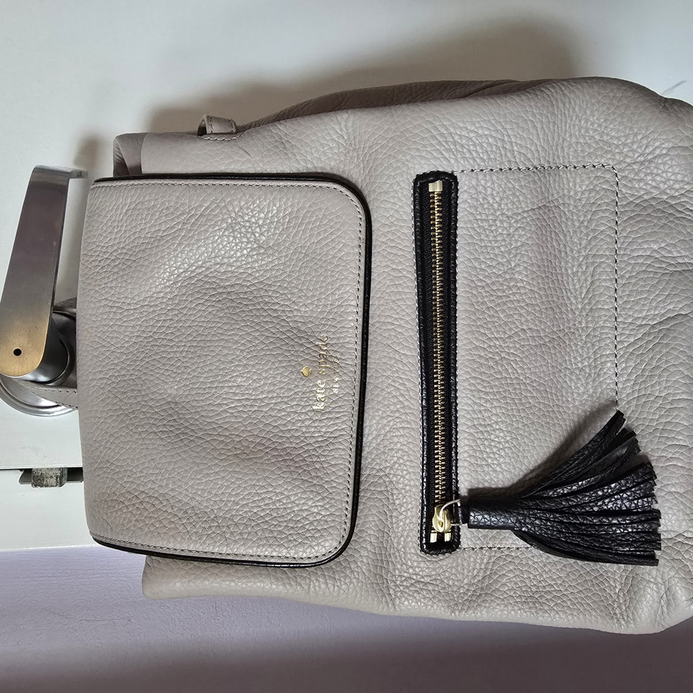 Kate Spade Gray Leather Backpack